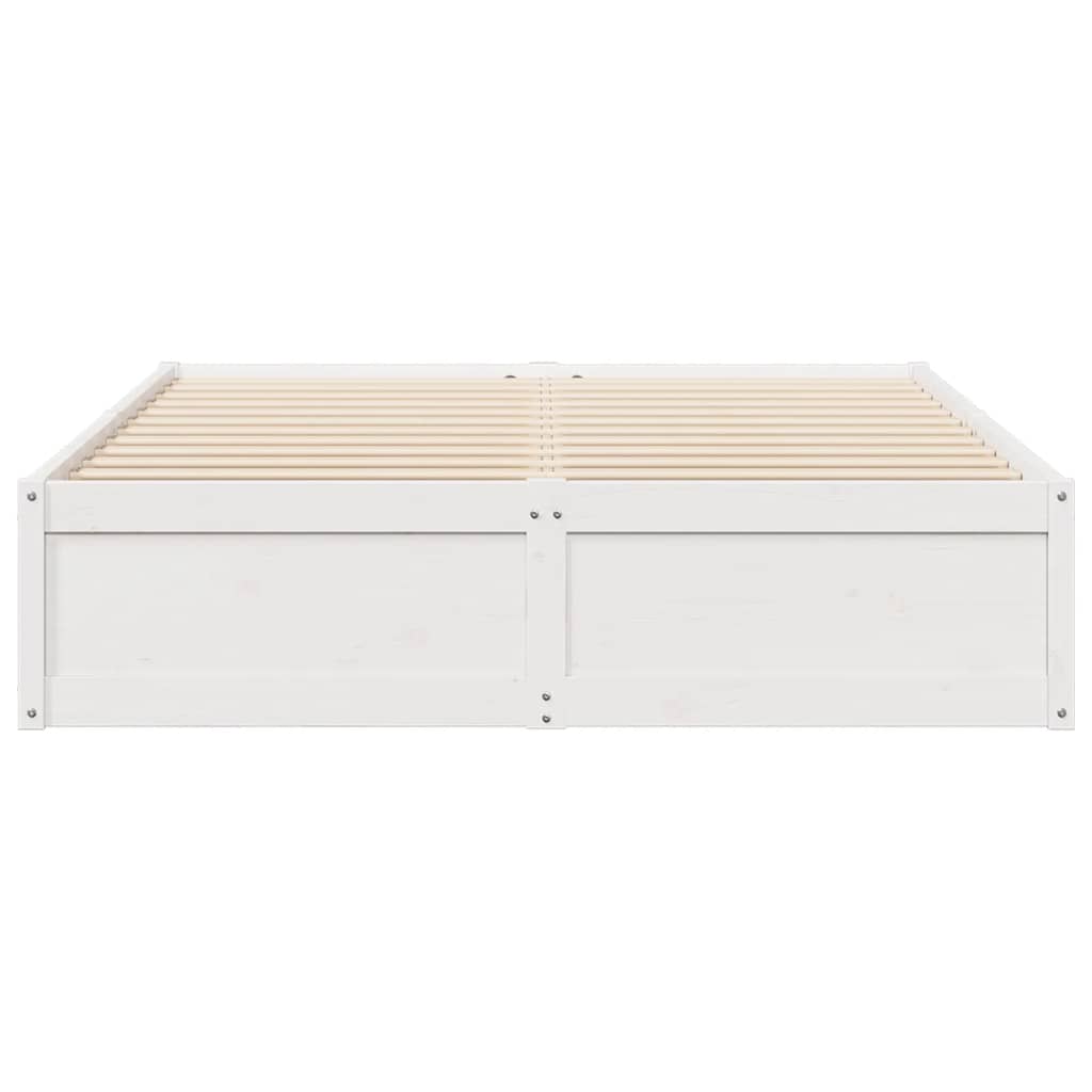 Cama sem colchão 140x190 cm madeira de pinho maciça branco