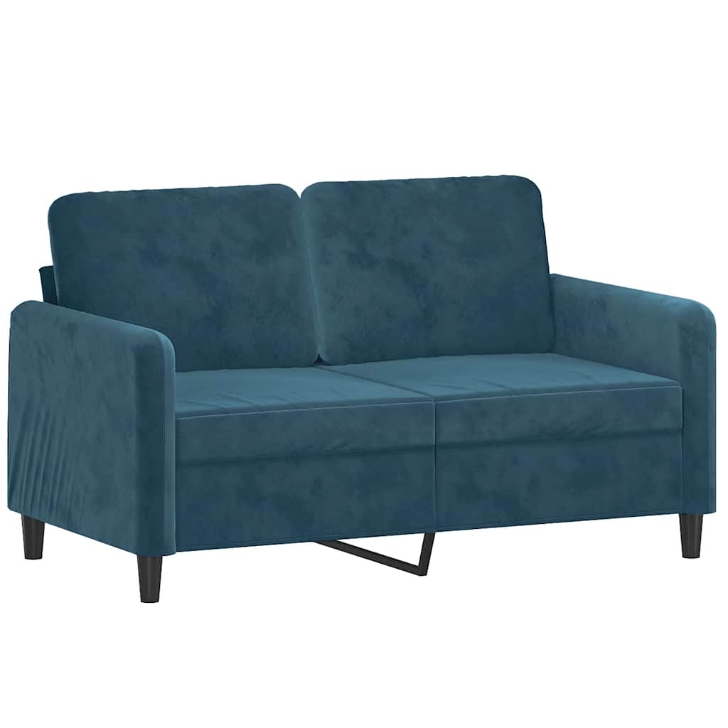 2 Pcs conjunto de sofás com almofadas veludo azul