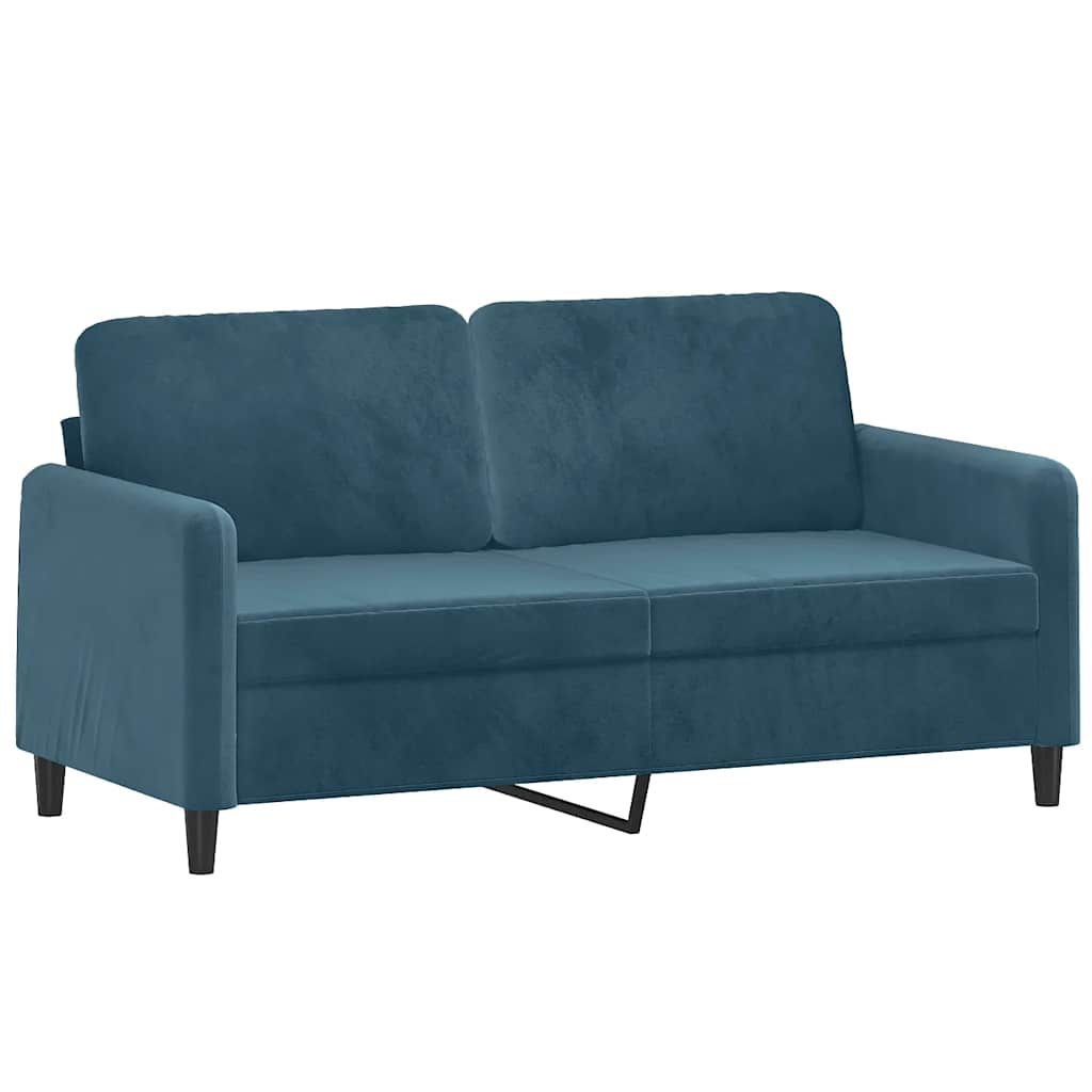 2 Pcs conjunto de sofás com almofadas veludo azul