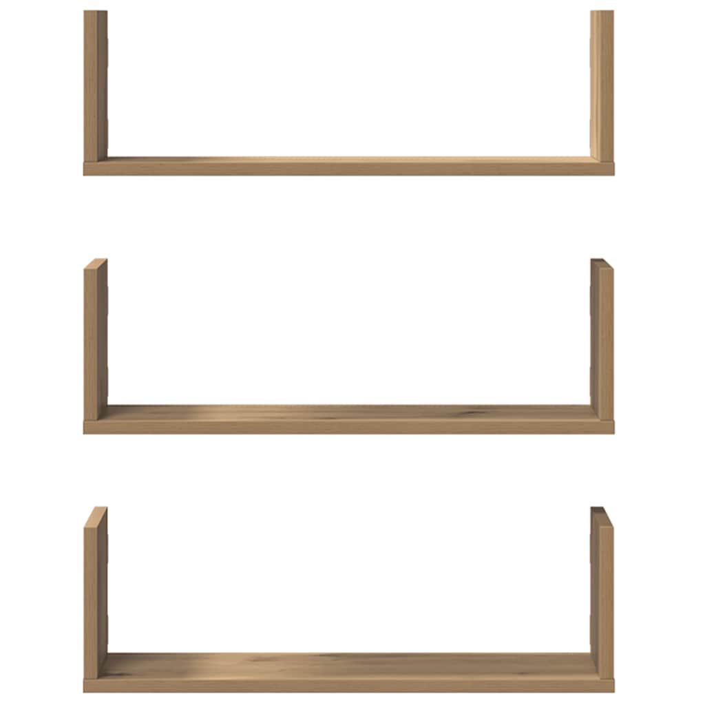 Prateleiras de parede 3pcs derivados madeira carvalho artisiano