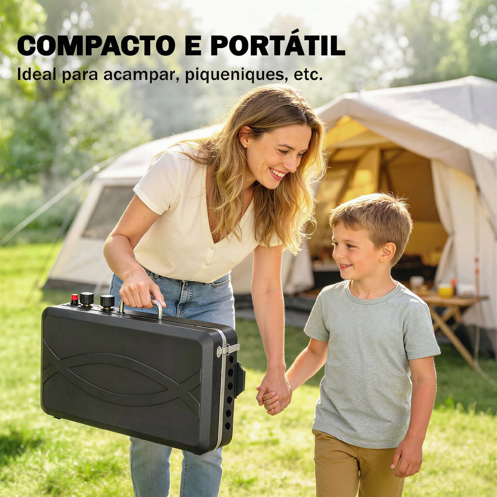 Grelhador a gás portátil 2 em 1 propano 7 kw de mesa ou de pé com chapa grande pés removíveis preto