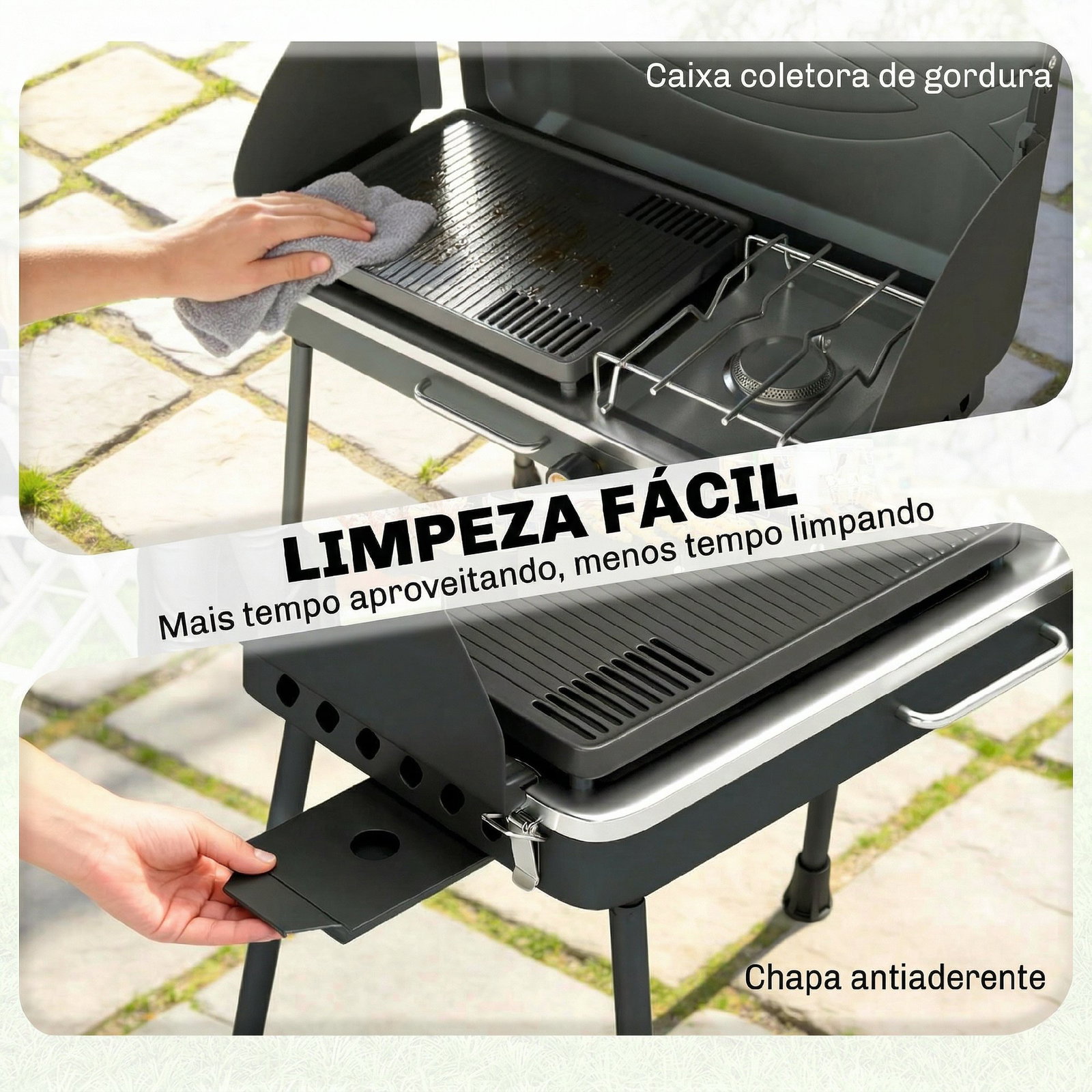 Grelhador a gás portátil 2 em 1 propano 7 kw de mesa ou de pé com chapa grande pés removíveis preto