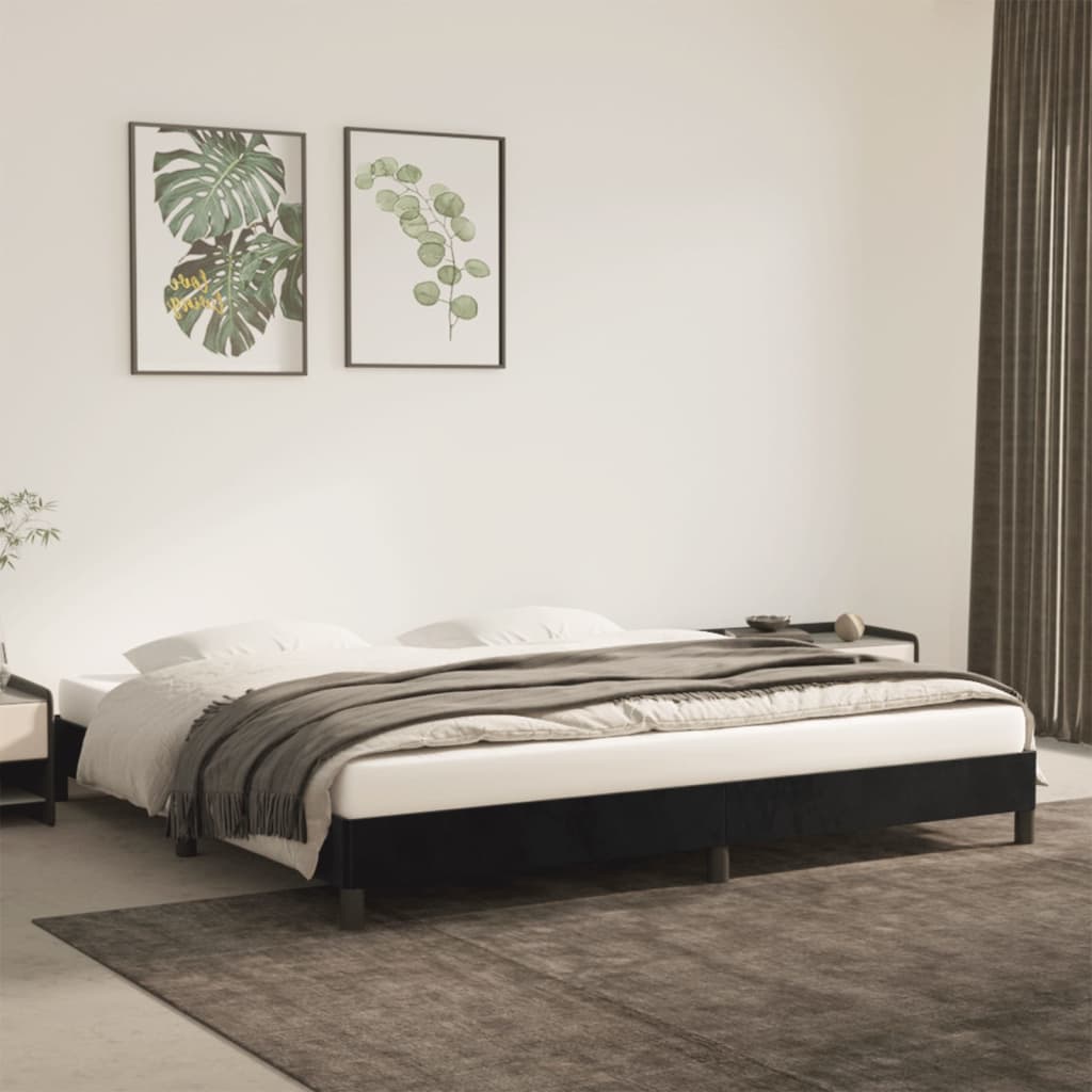 Estrutura de cama sem colchão 200x200 cm veludo preto