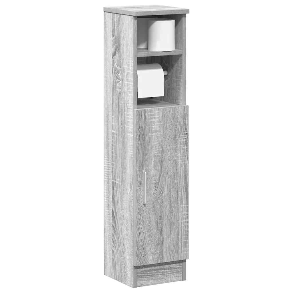 Móvel p/ casa banho c/ suporte rolos 20,5x22x90 cm sonoma cinza