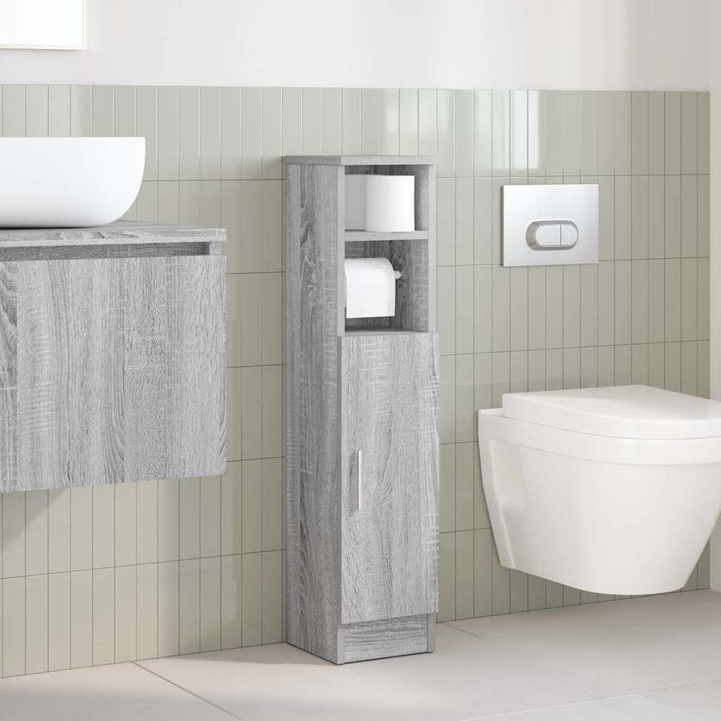 Móvel p/ casa banho c/ suporte rolos 20,5x22x90 cm sonoma cinza