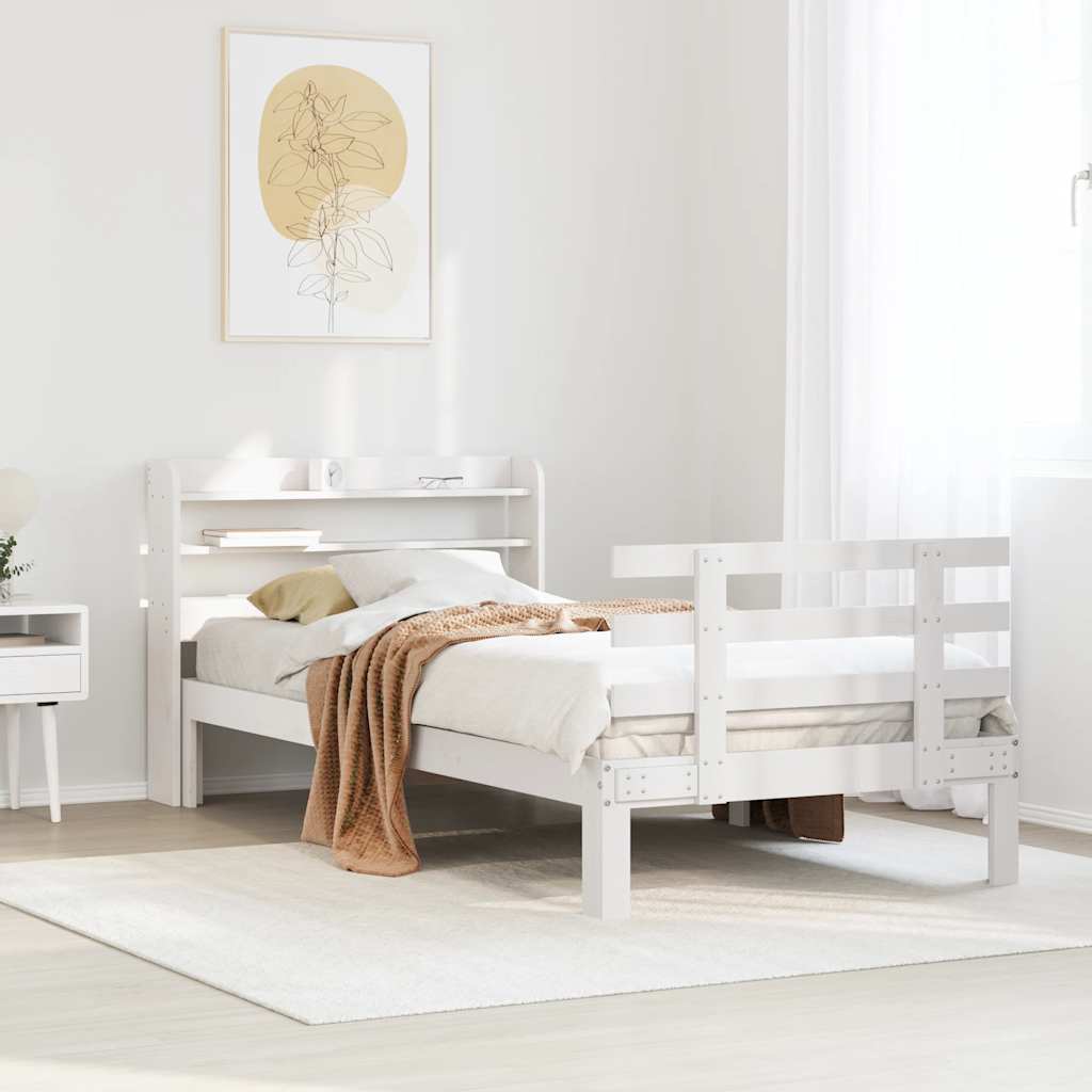Estrutura cama c/ cabeceira 75x190 cm pinho maciço
