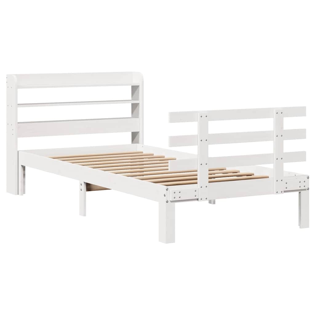 Estrutura cama c/ cabeceira 75x190 cm pinho maciço