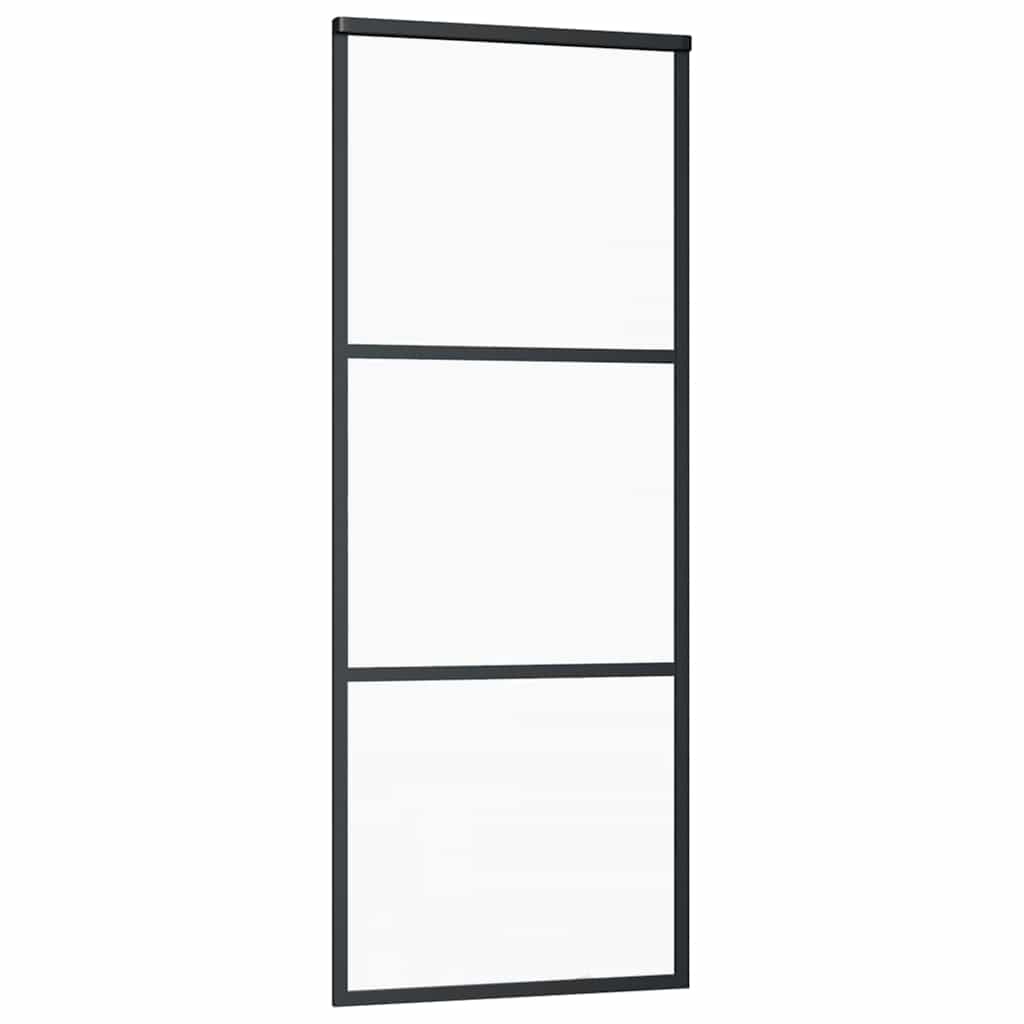 Porta deslizante com 3 painéis em vidro esg e alumínio 76x205 cm preto
