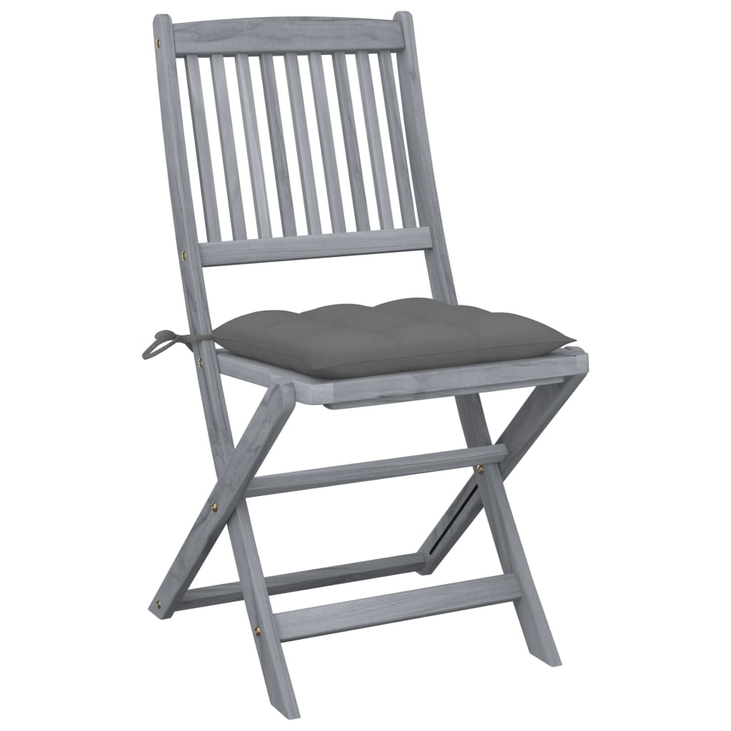 Cadeiras exterior dobráveis c/ almofadões 4 pcs acácia maciça