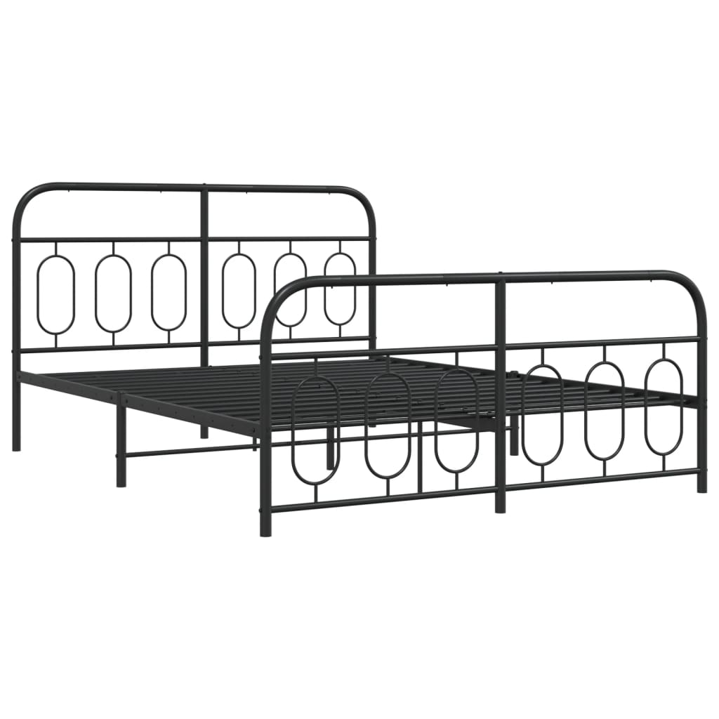 Estrutura de cama com cabeceira e pés 135x190 cm metal preto