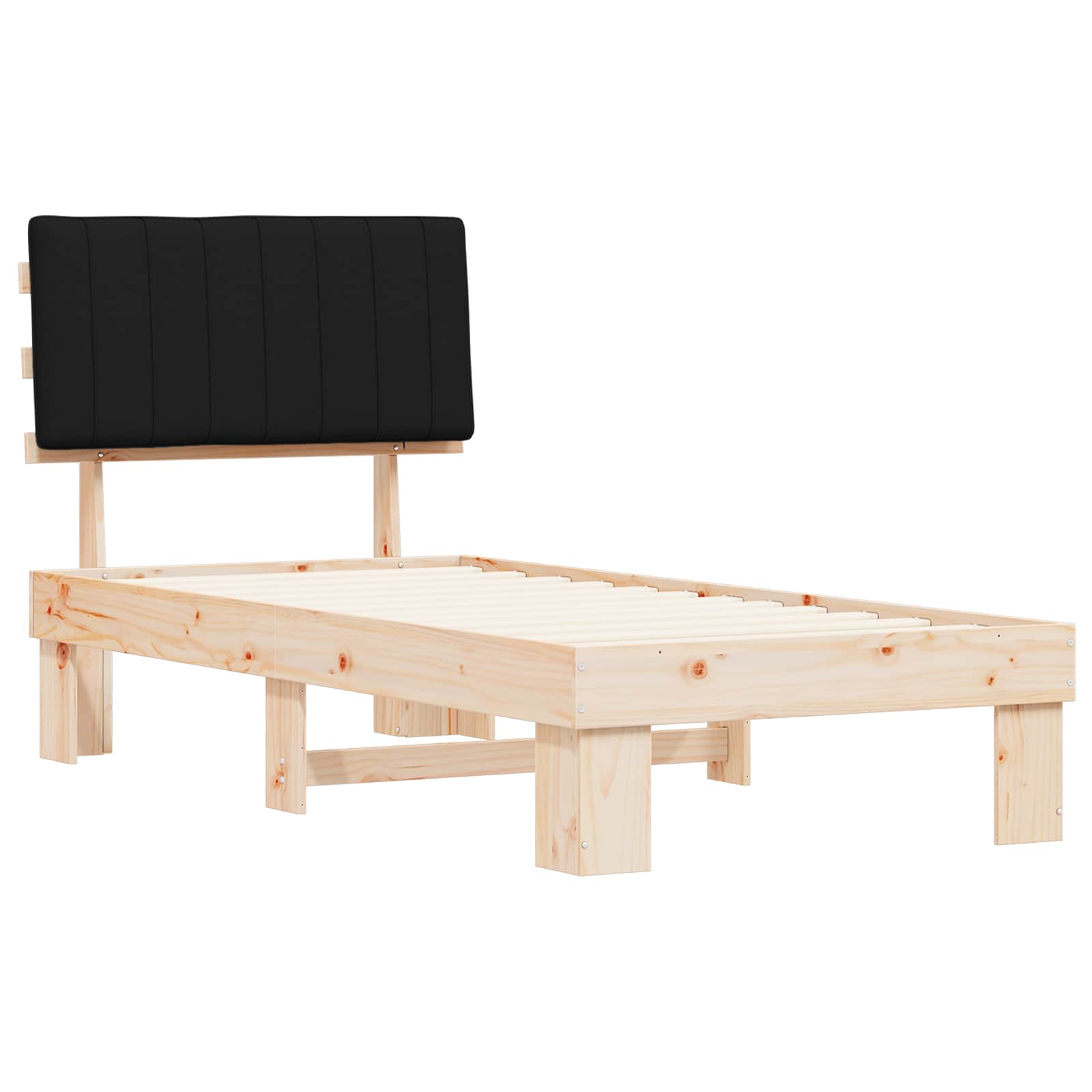 Estrutura de cama com cabeceira estofada preto 90 x 190 cm