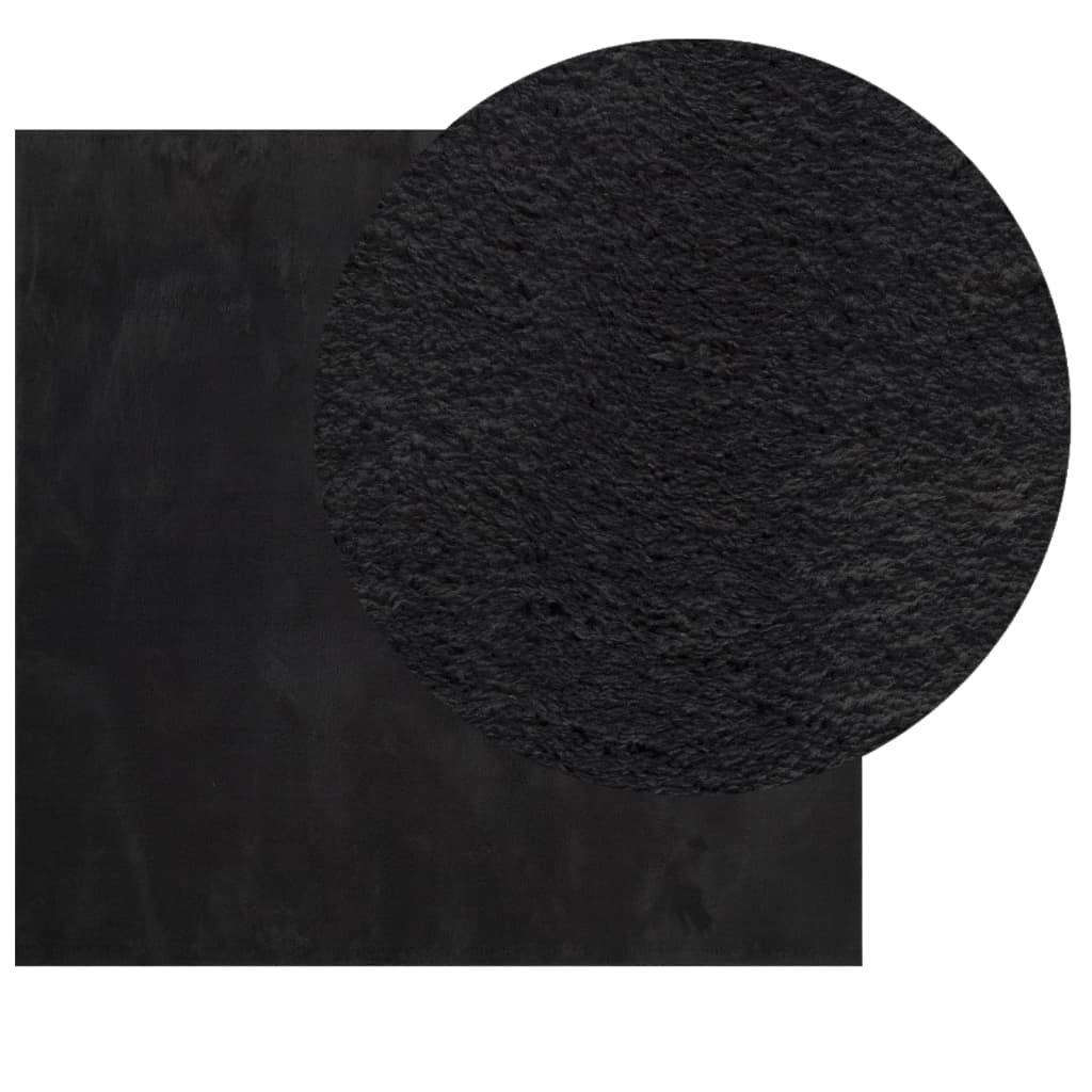 Tapete pelo curto macio e lavável huarte 200x200 cm preto