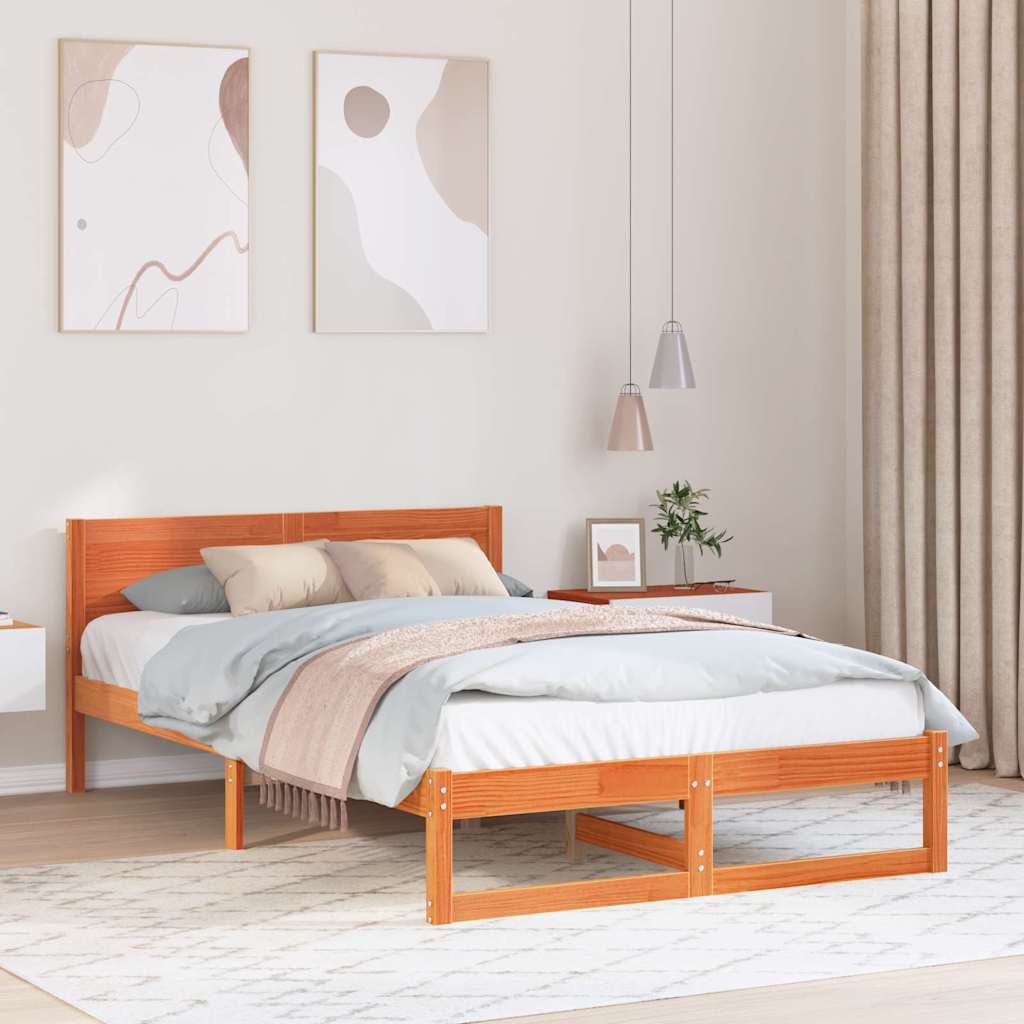 Estrutura da cama com cabeceira marrom cera 120 x 200 cm