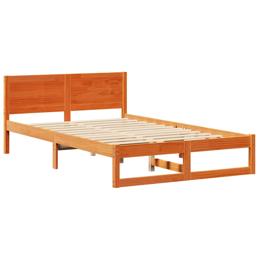Estrutura da cama com cabeceira marrom cera 120 x 200 cm