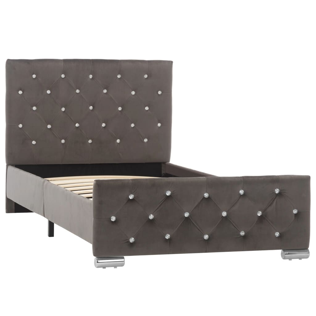 Estrutura de cama 90x200 cm veludo cinzento