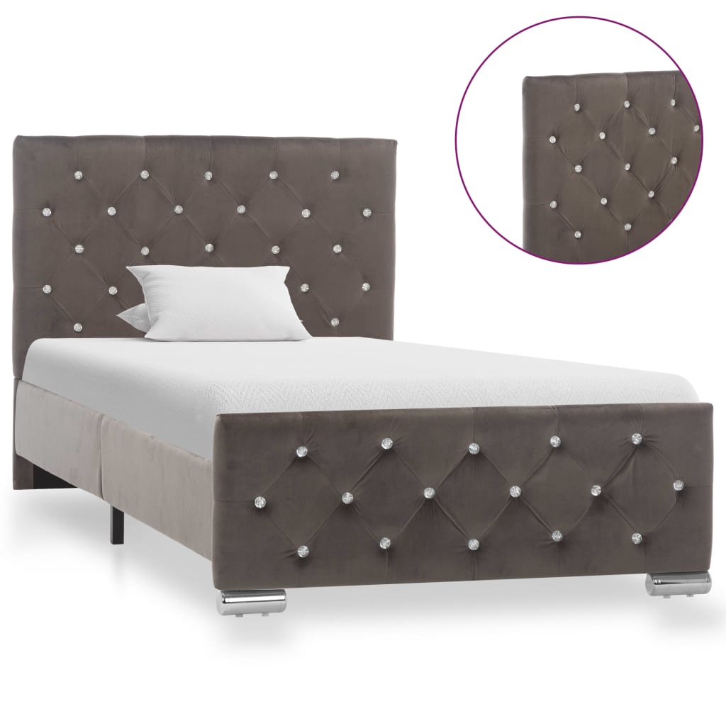 Estrutura de cama 90x200 cm veludo cinzento