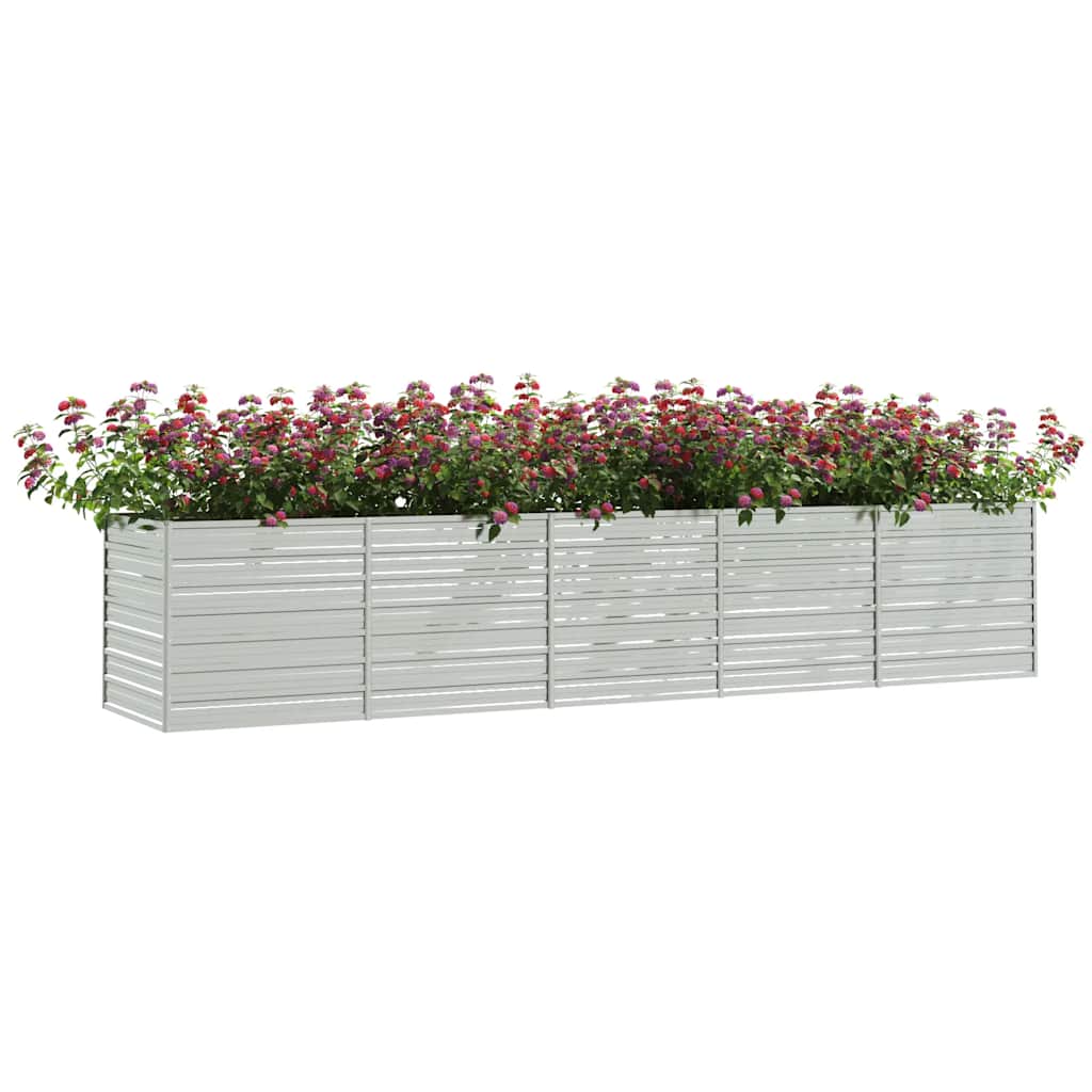 Canteiro elevado de jardim 400x80x77cm aço galvanizado prateado