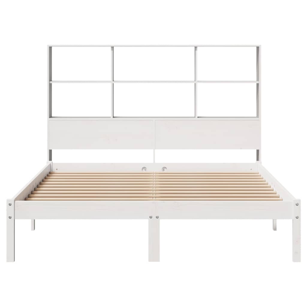 Cama com estante sem colchão 160x200 cm pinho maciço branco