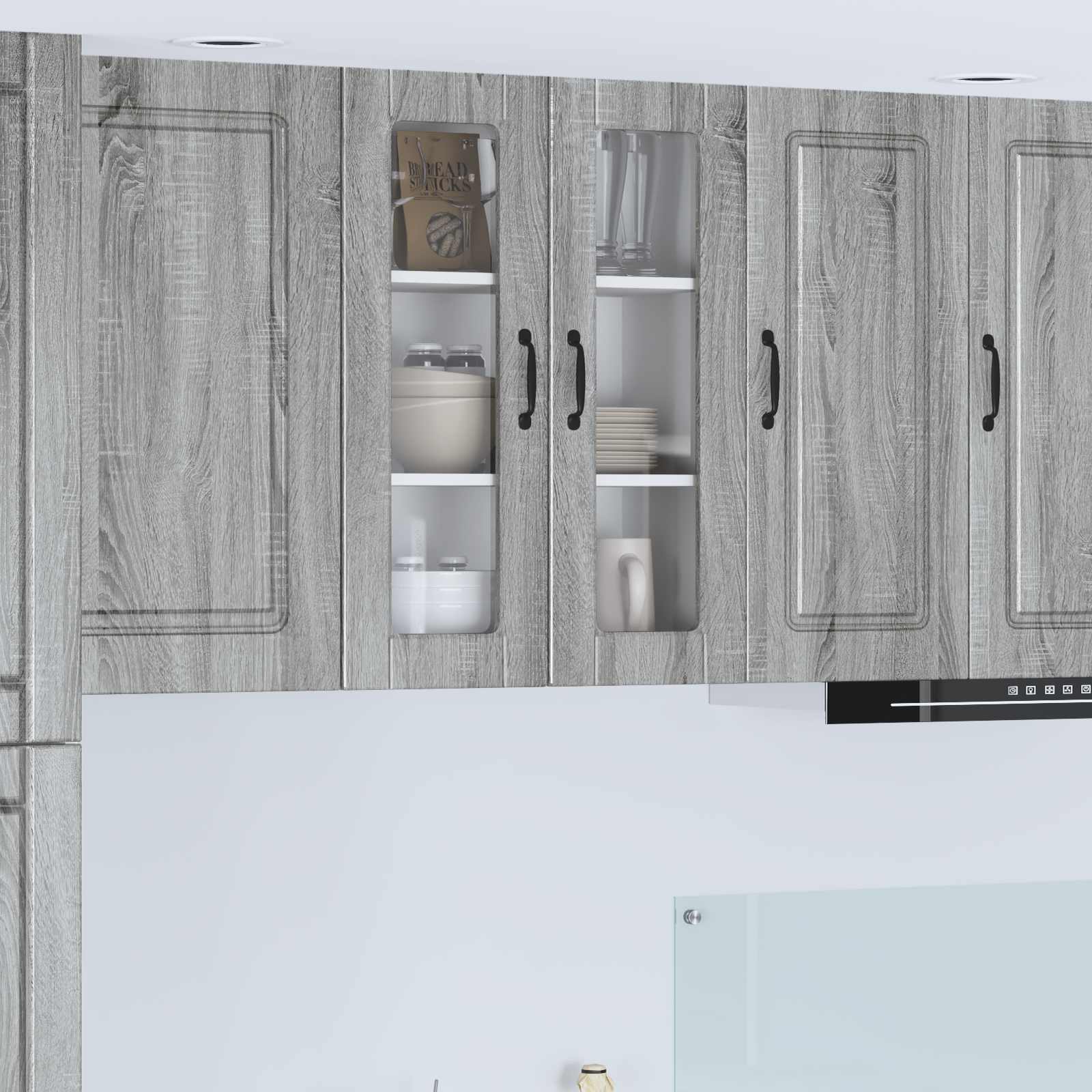Armário de vidro de parede porto cinza sonoma 60 x 31 x 80 cm