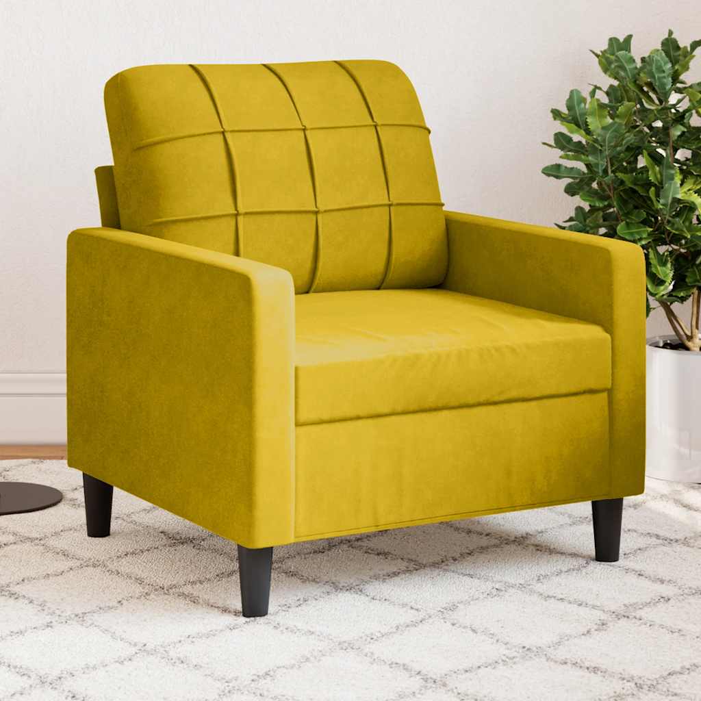 Poltrona 60 cm veludo amarelo