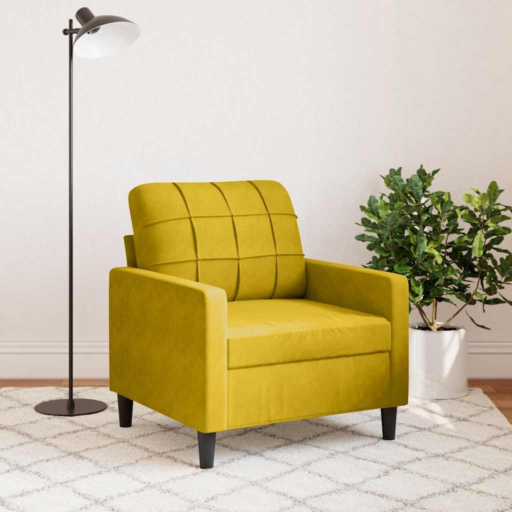 Poltrona 60 cm veludo amarelo