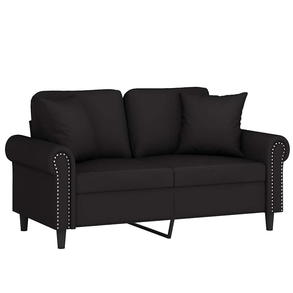 Sofá 2 lugares c/ almofadas decorativas 120 cm veludo preto