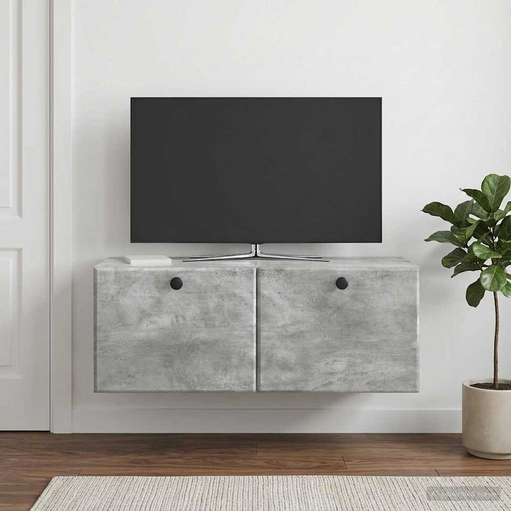 Gabinete de TV de parede 78,5 x 31 x 30 cm cinzento cimento