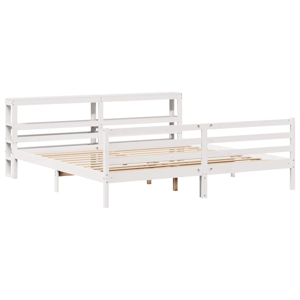Cama sem colchão 200x200 cm madeira de pinho maciça branco