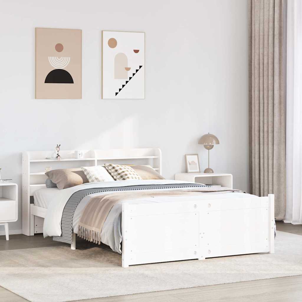 Estrutura de cama c/ cabeceira sem colchão 140x200 cm branco