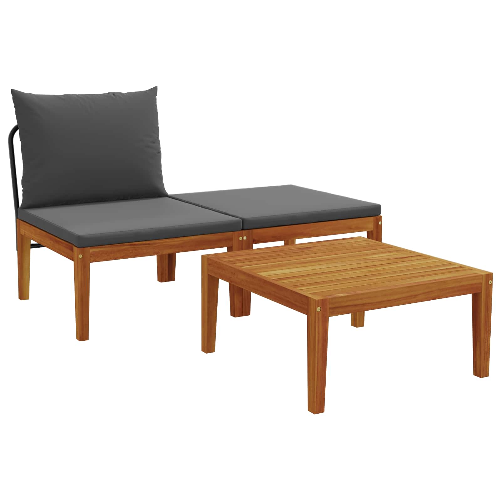 3 Unid. conjunto de lounge de jardim com almofadas natural