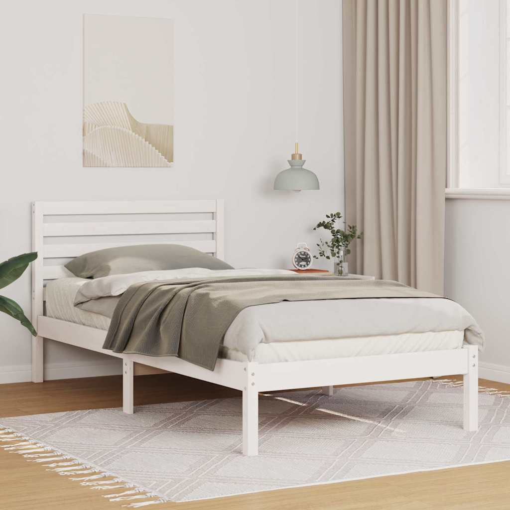 Estrutura da cama branco 80 x 200 cm madeira de pinheiro sólida