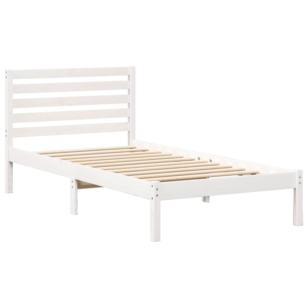 Estrutura da cama branco 80 x 200 cm madeira de pinheiro sólida