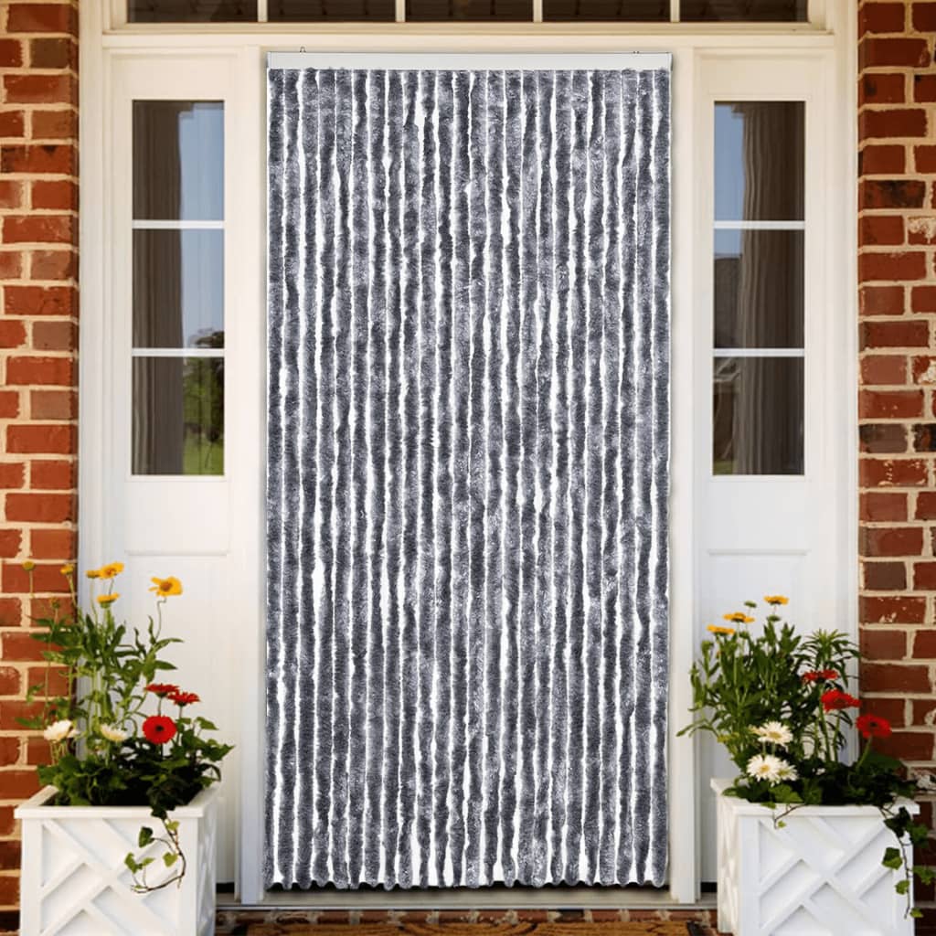Cortina anti-insetos 100x220 cm chenille prateado