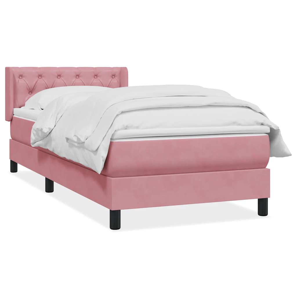 Cama com molas/colchão 80x220 cm veludo rosa