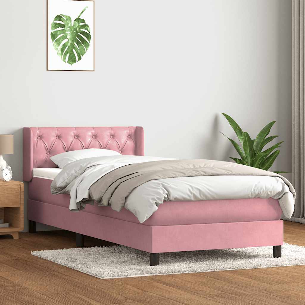 Cama com molas/colchão 80x220 cm veludo rosa