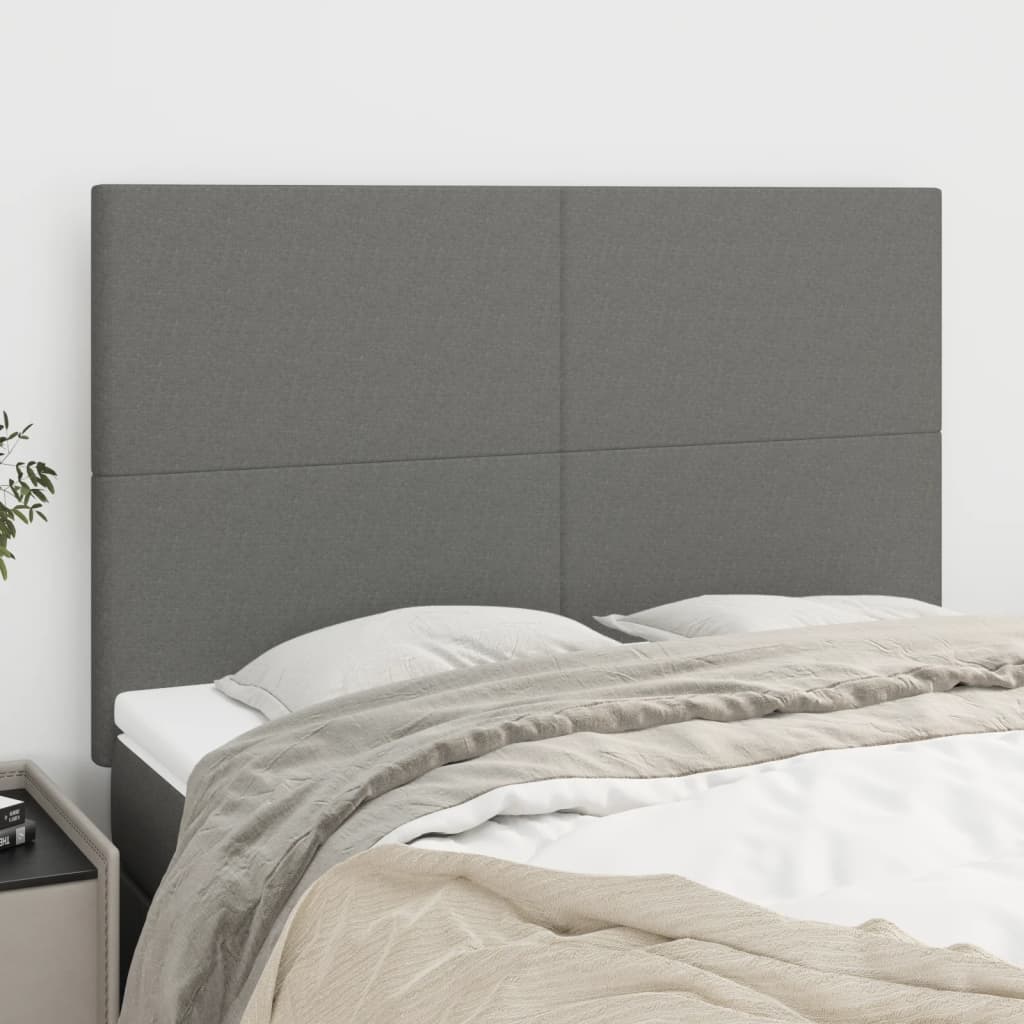 Cabeceira cinza escuro 144x5x118/128 cm tecido