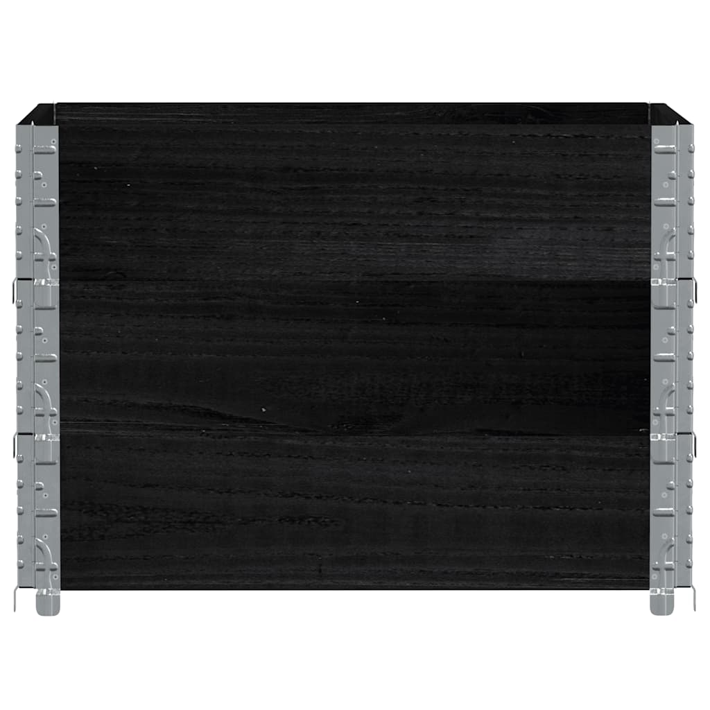 Colares p/ paletes 3 pcs 80x60 cm madeira de pinho maciça preto