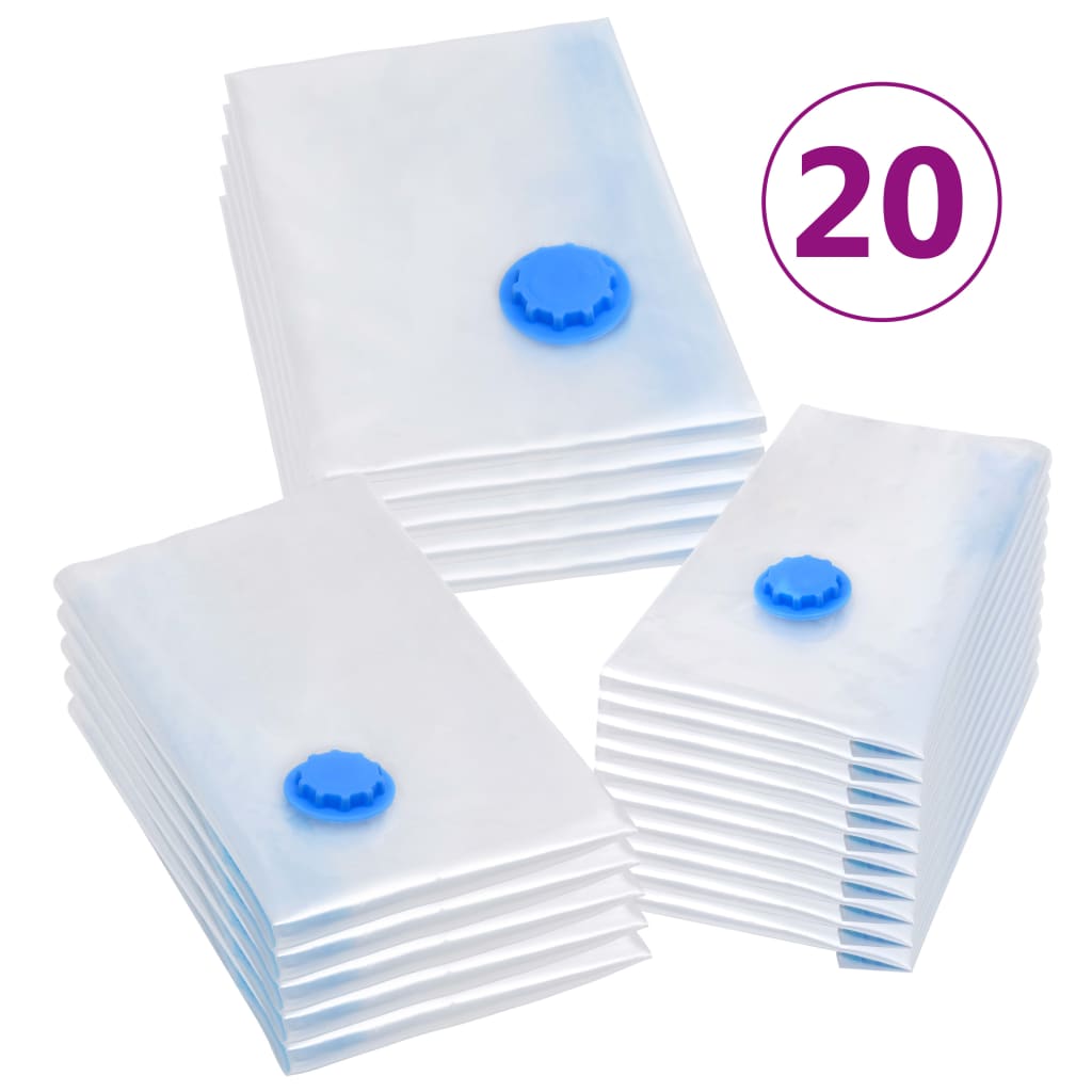 Sacos para arrumação de roupas a vácuo 3 tamanhos 20 pcs