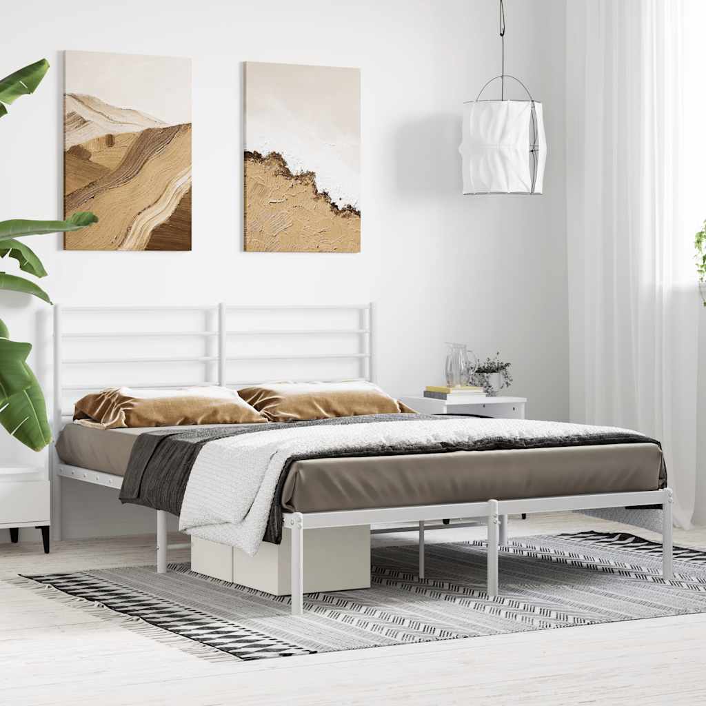 Estrutura de cama com cabeceira 160x200 cm metal branco