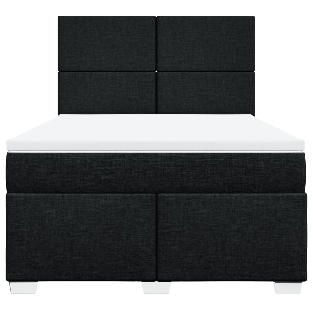 Cama com molas/colchão 160x200 cm tecido preto