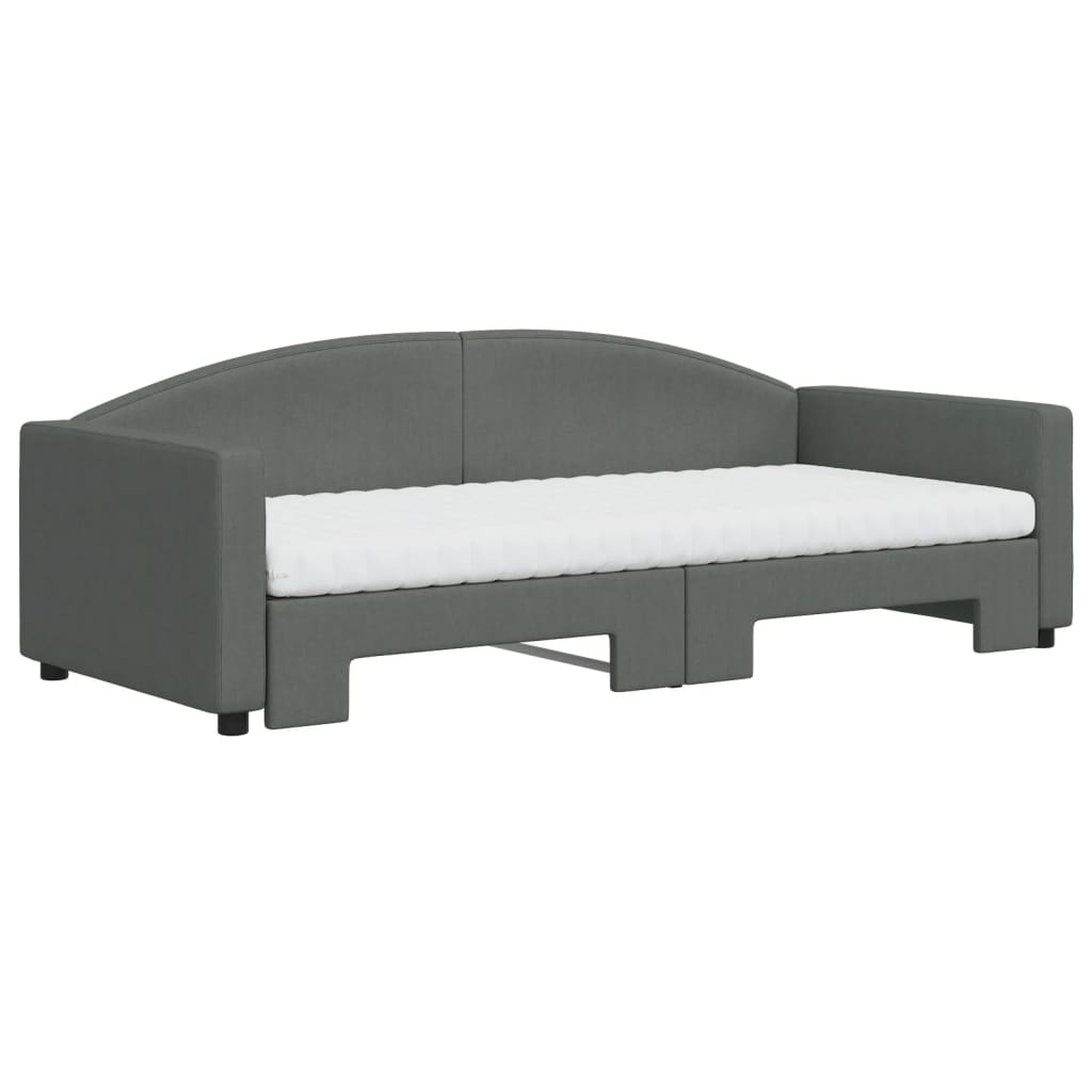 Sofá-cama c/ gavetão e colchões 90x200cm tecido cinzento-escuro