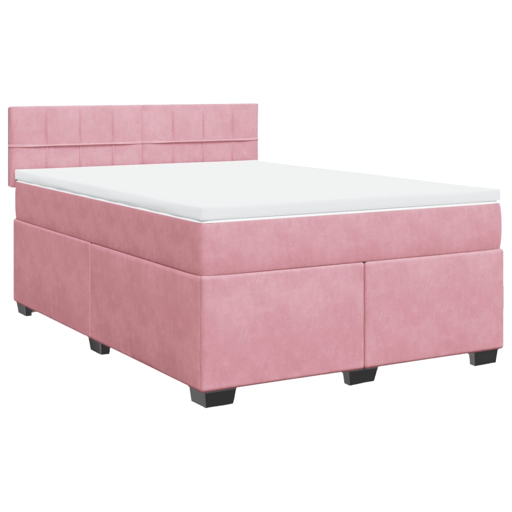 Cama com molas/colchão 140x190 cm veludo rosa