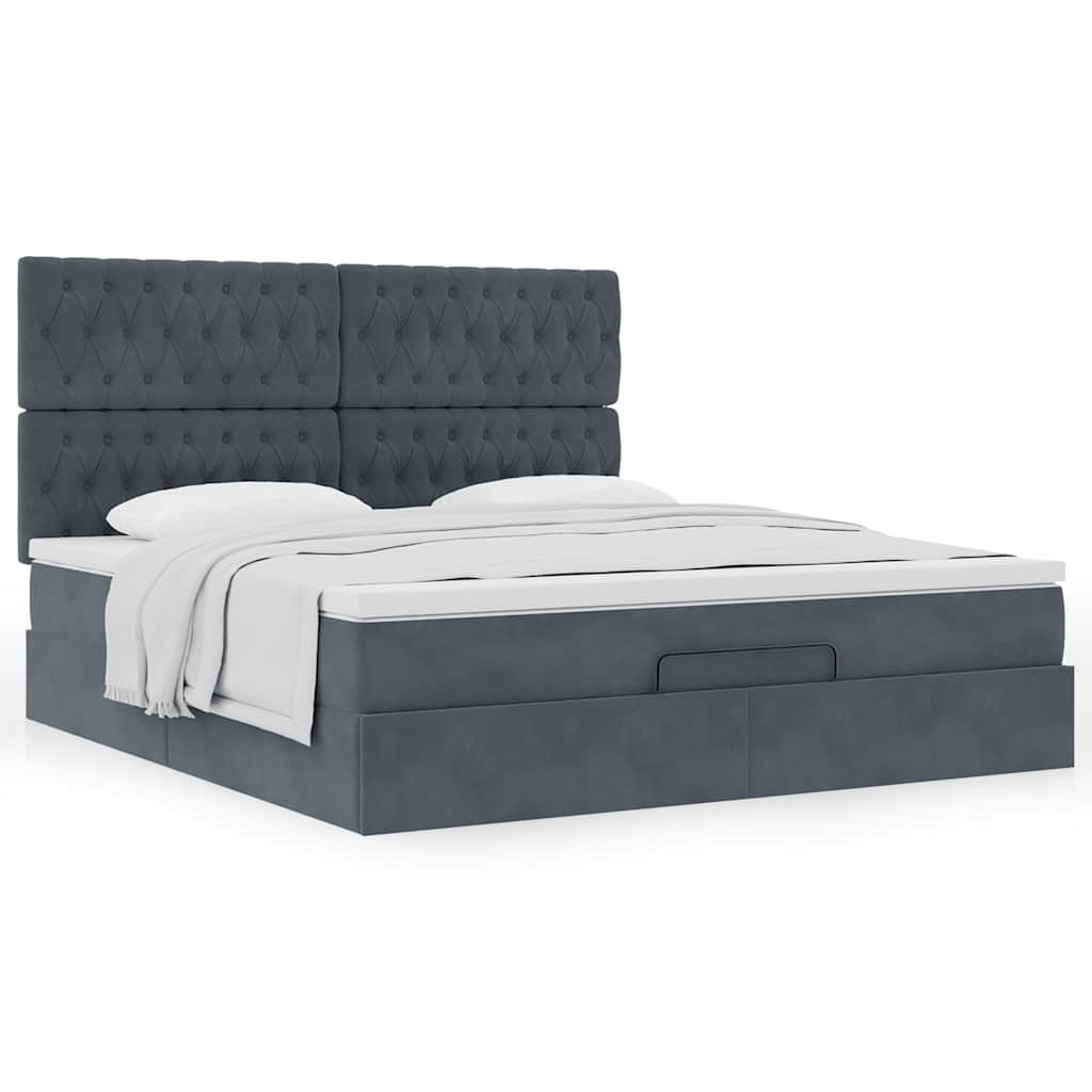 Estrutura cama otomana colchões 180x200 cm cinzento escuro