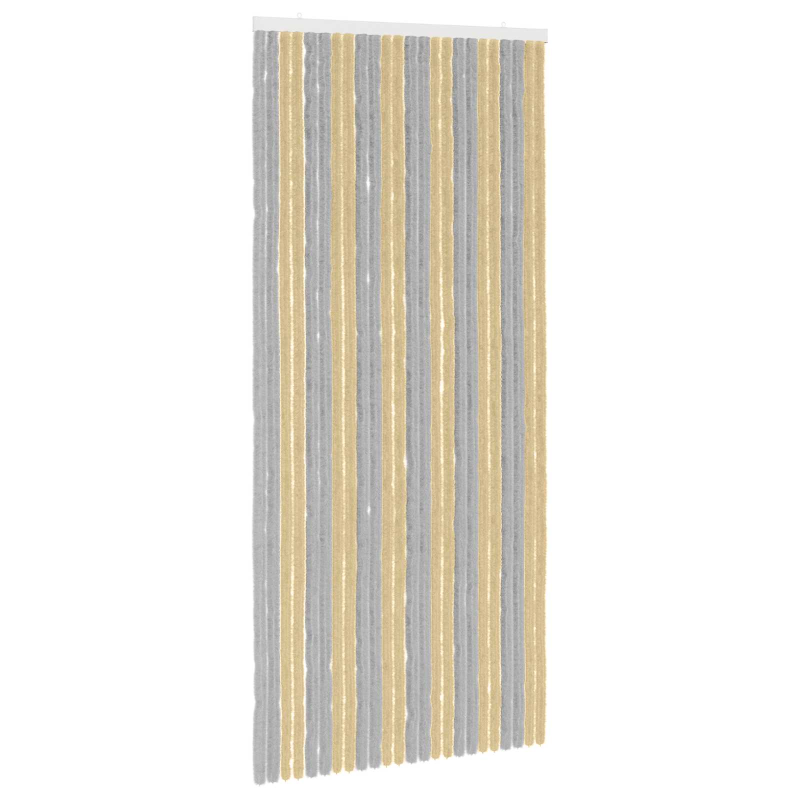 Cortina de insetos chenille cinza e bege 100 x 220 cm 100% PP