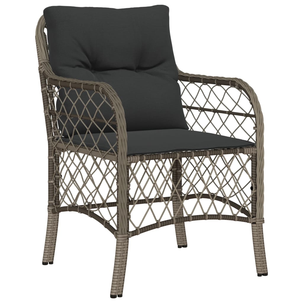 5 Pcs conjunto de jantar p/ jardim c/ almofadões vime PE cinza