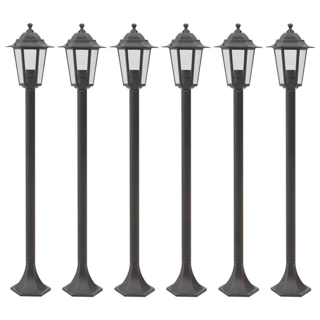 Candeeiros de pé para jardim 6 pcs e27 110 cm alumínio bronze