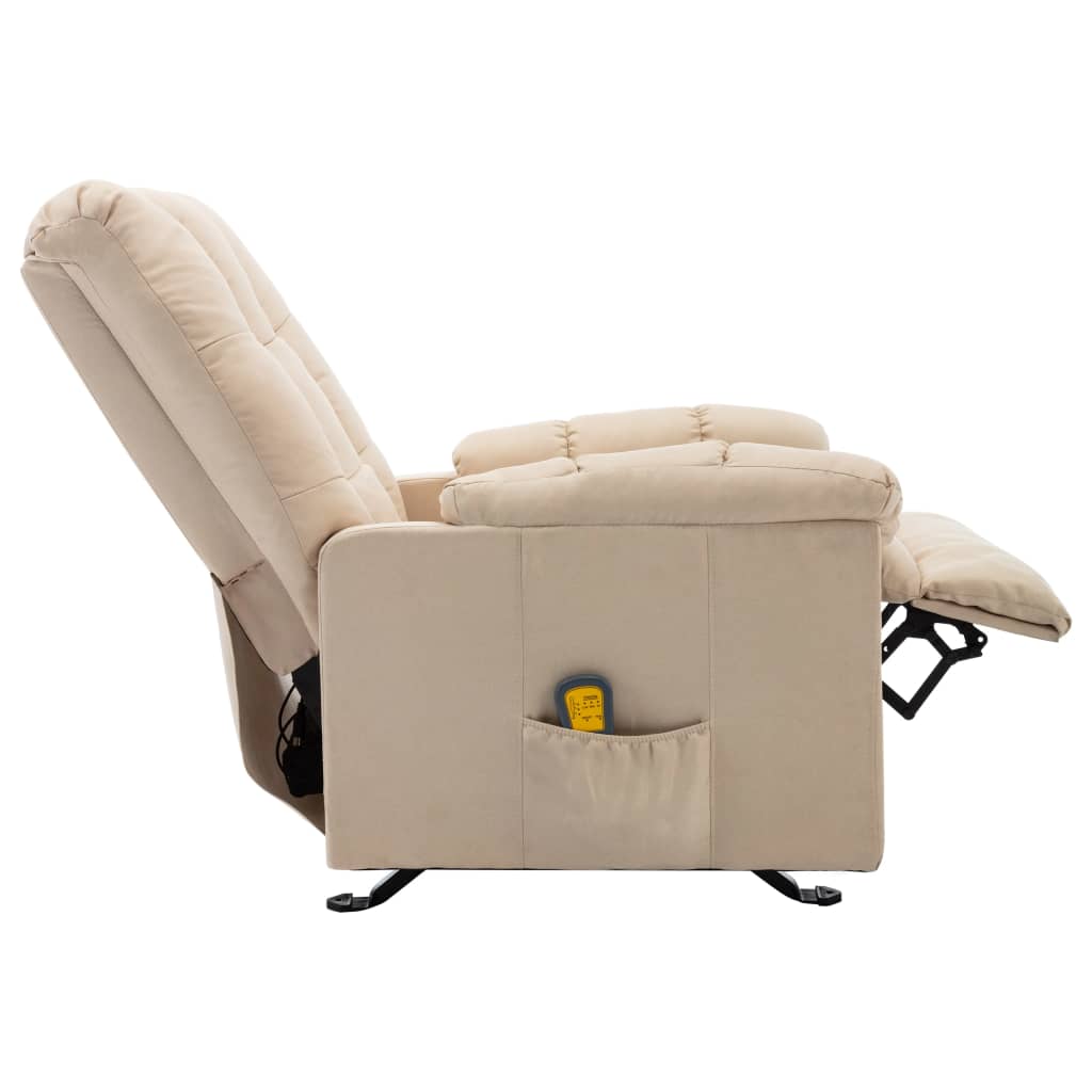 Poltrona de massagens reclinável tecido cor creme