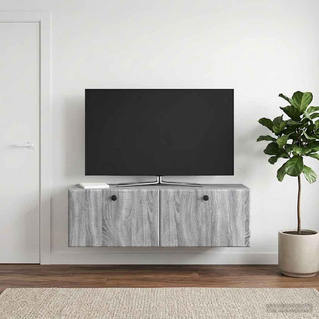 Gabinete de TV de parede 98 x 31 x 30 cm sonoma cinzento