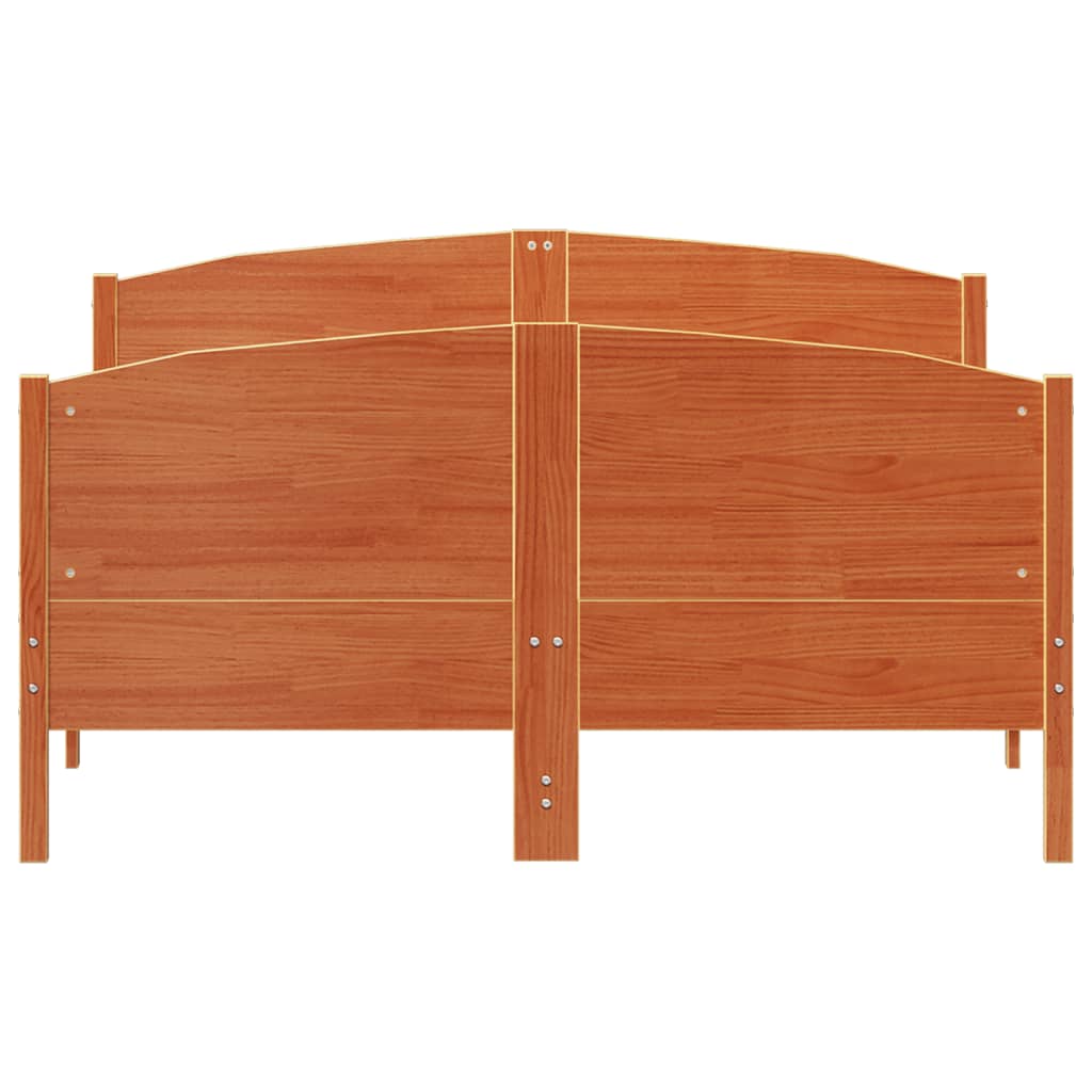 Cama sem colchão 140x200 cm madeira pinho maciça castanho-mel