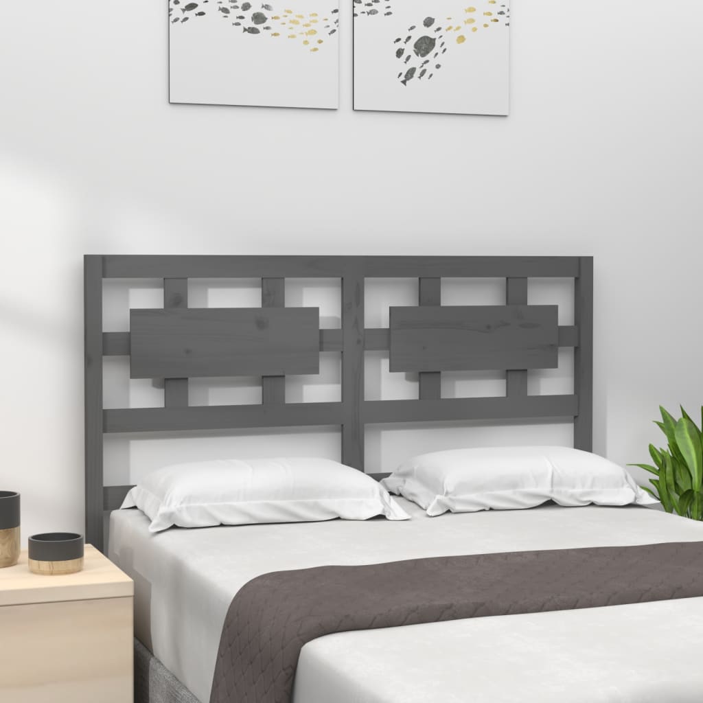 Cabeceira de cama 125,5x4x100 cm pinho maciço cinzento